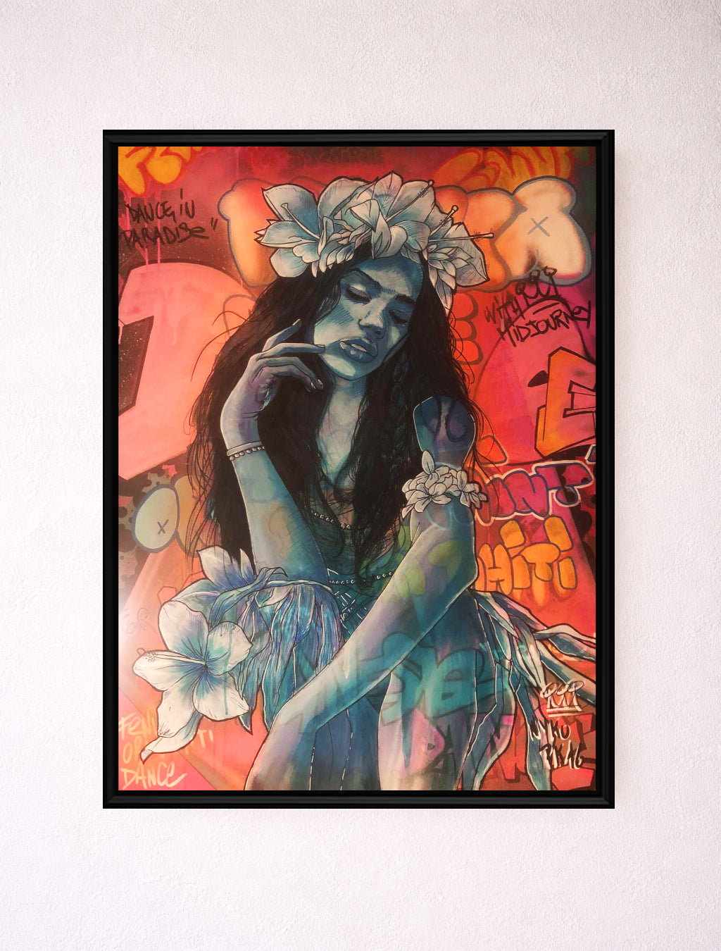 ORIGINAL "PURPLE 3 VAHINES" GRAND FORMAT 119x92 cm (VENDU AVEC LE CADRE)