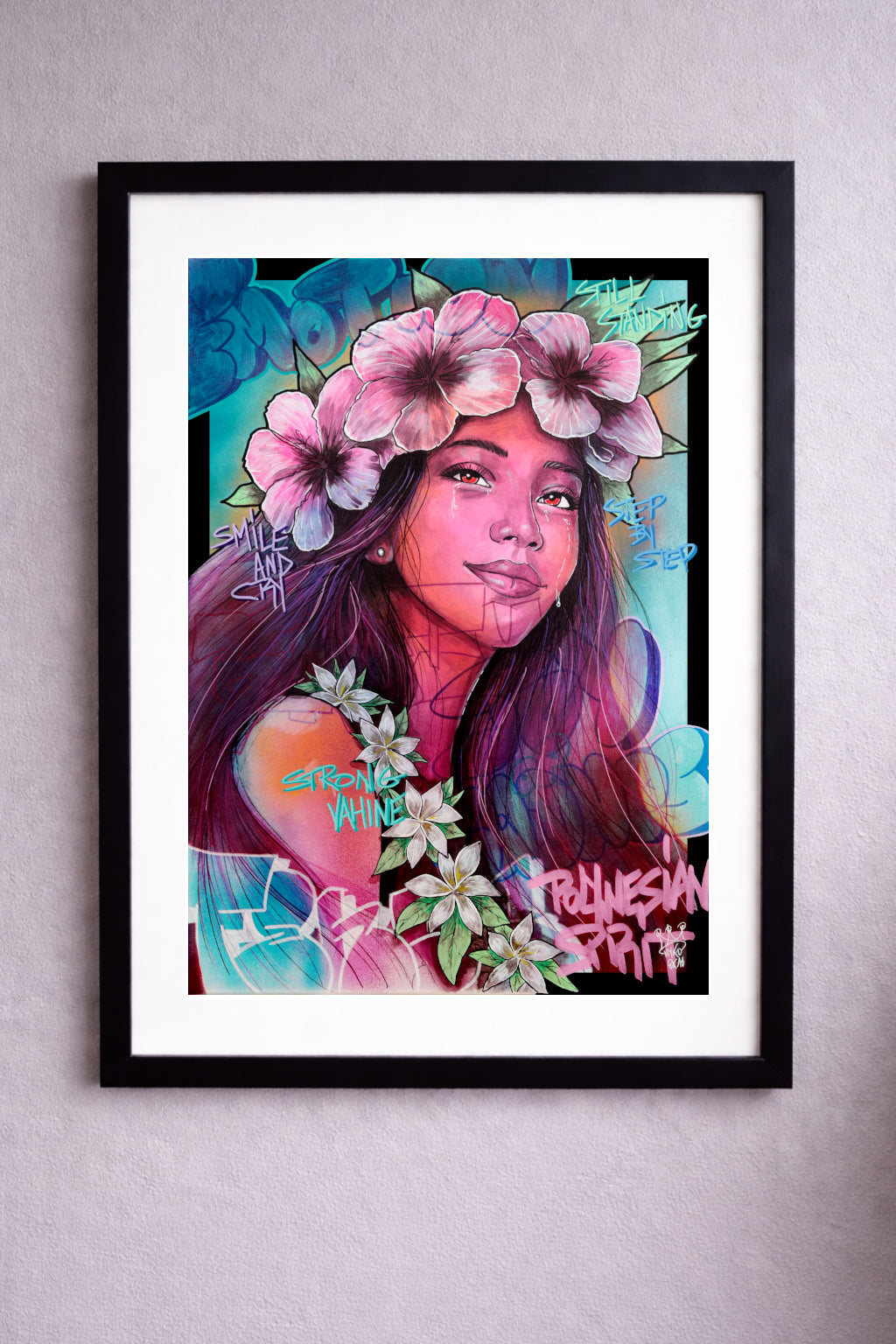 "CRYING FREE VAHINE" - A2 (42x59.4cm) AVEC SON CADRE 50x70cm