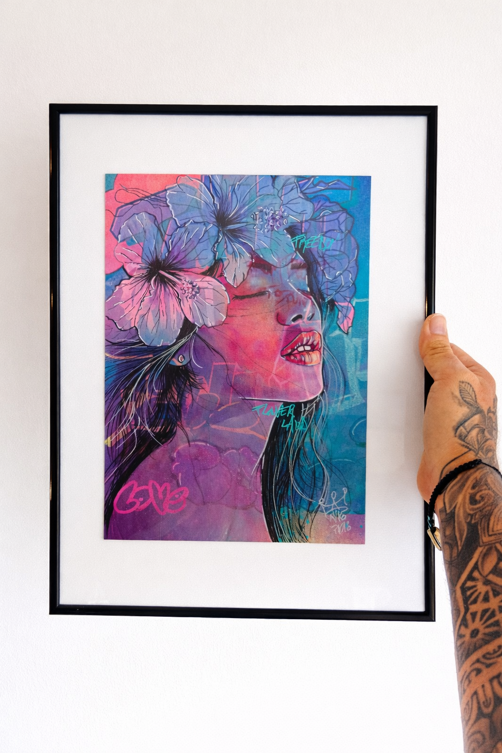 ORIGINAL "PINK LOVE" Format A4 (VENDU AVEC LE CADRE)