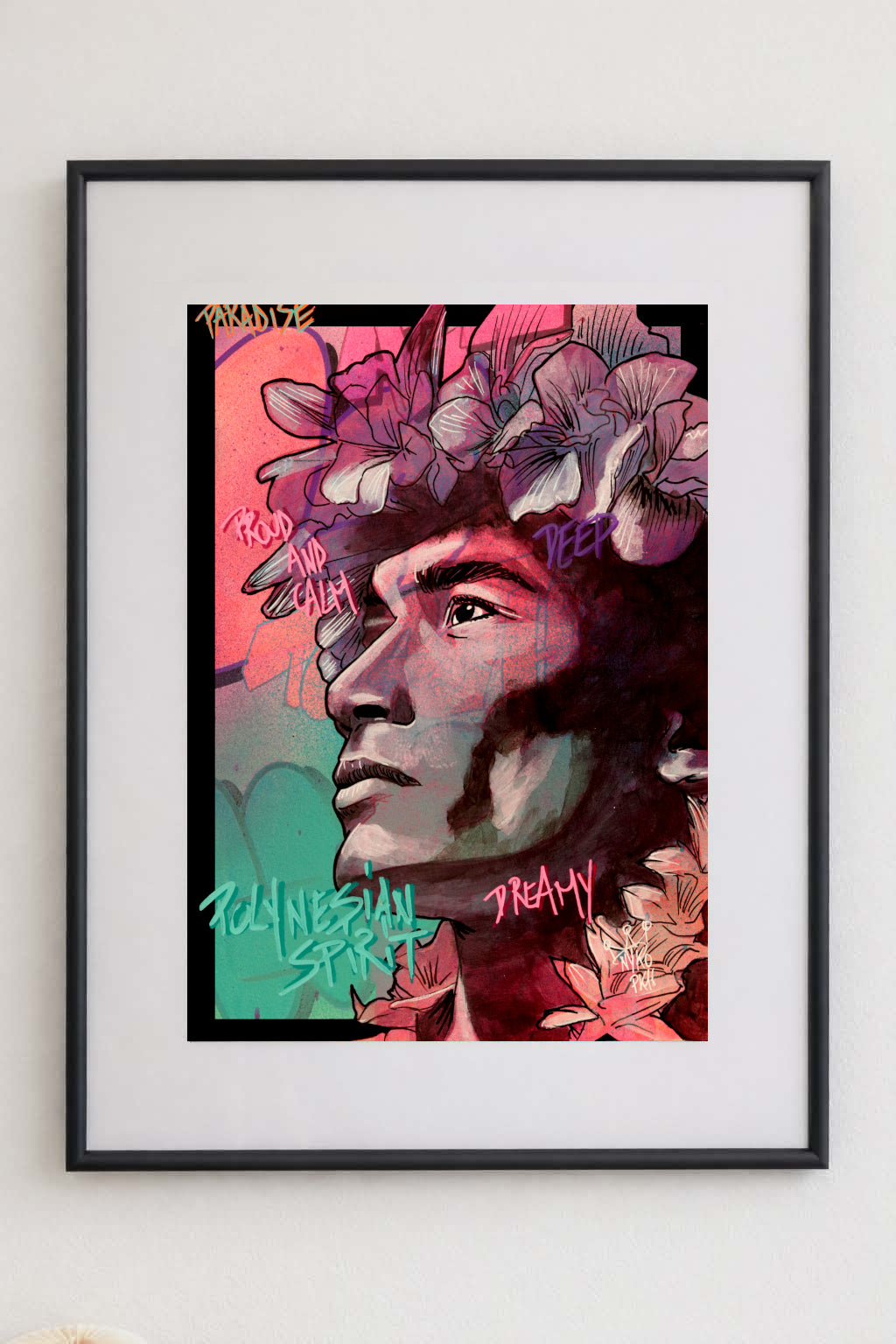 "DREAMY TANE" - A2 (42x59.4cm) AVEC SON CADRE 50x70cm