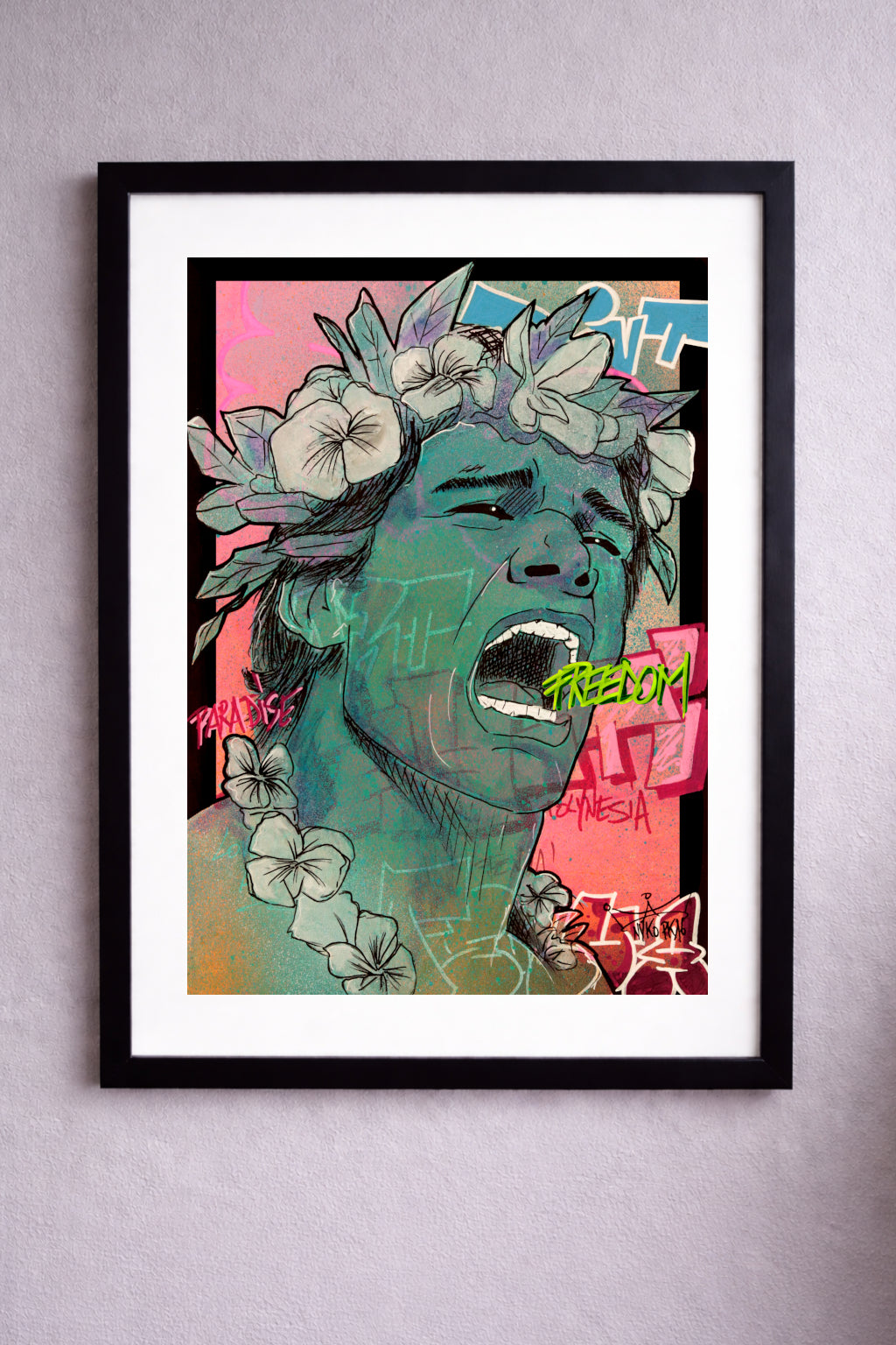 "FREEDOM TANE PREMIUM " - A1 (84x59.4cm) AVEC SON CADRE (108x77,5cm)