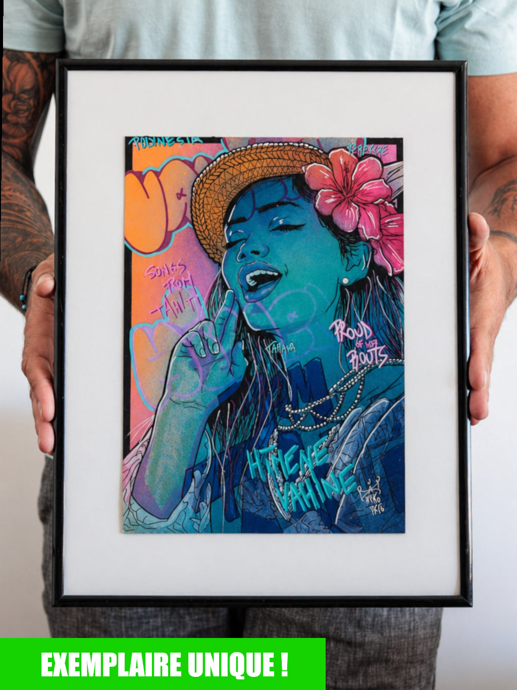 ORIGINAL "HIMENE VAHINE" Format A4 (21x29,7cm) - VENDU AVEC SON CADRE
