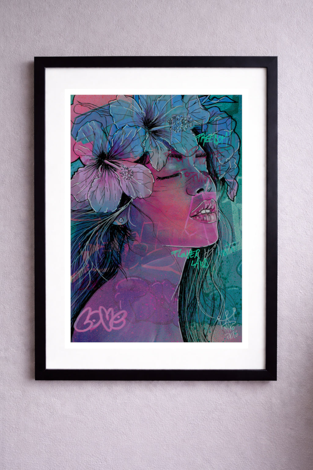 "PINK LOVE PREMIUM" - A1 (84x59.4cm) AVEC SON CADRE (108x77,5cm)