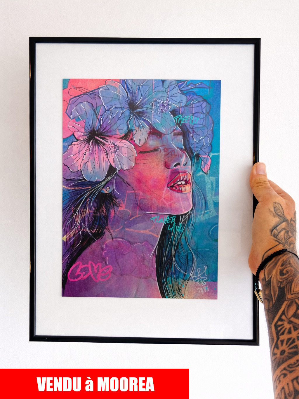 ORIGINAL "PINK LOVE" Format A4 (VENDU AVEC LE CADRE)