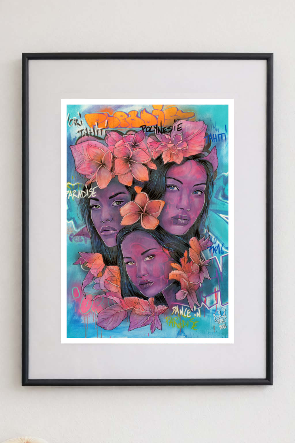 "PURPLE 3 VAHINES" - A2 (42x59.4cm) AVEC SON CADRE 50x70cm