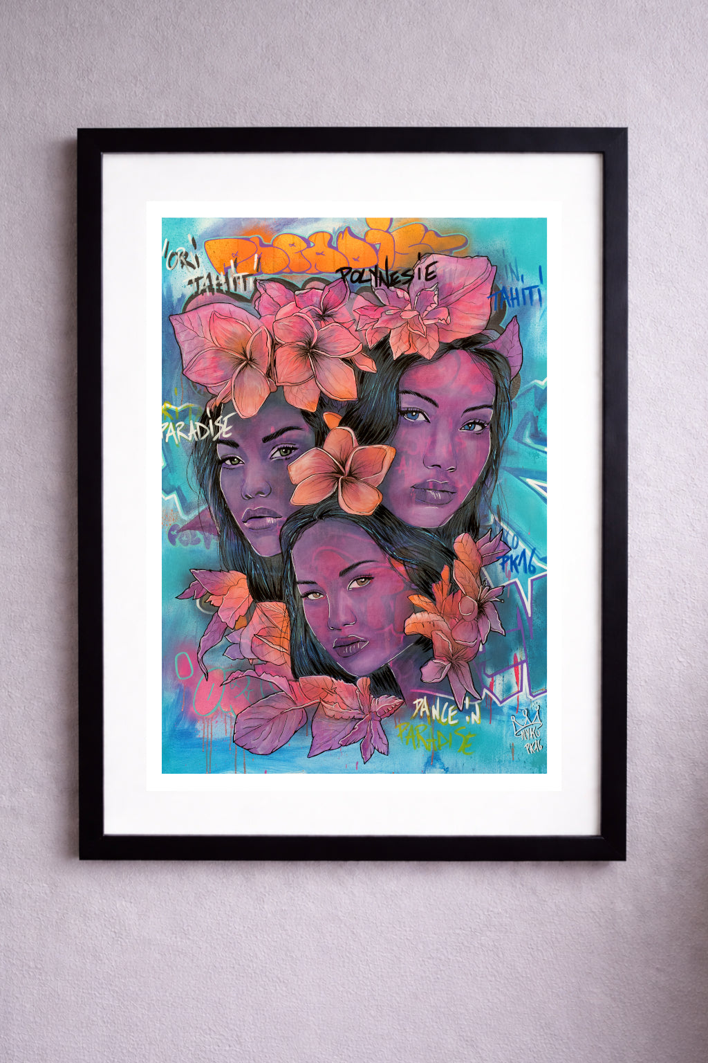 "PURPLE 3 VAHINES" - A2 (42x59.4cm) AVEC SON CADRE 50x70cm