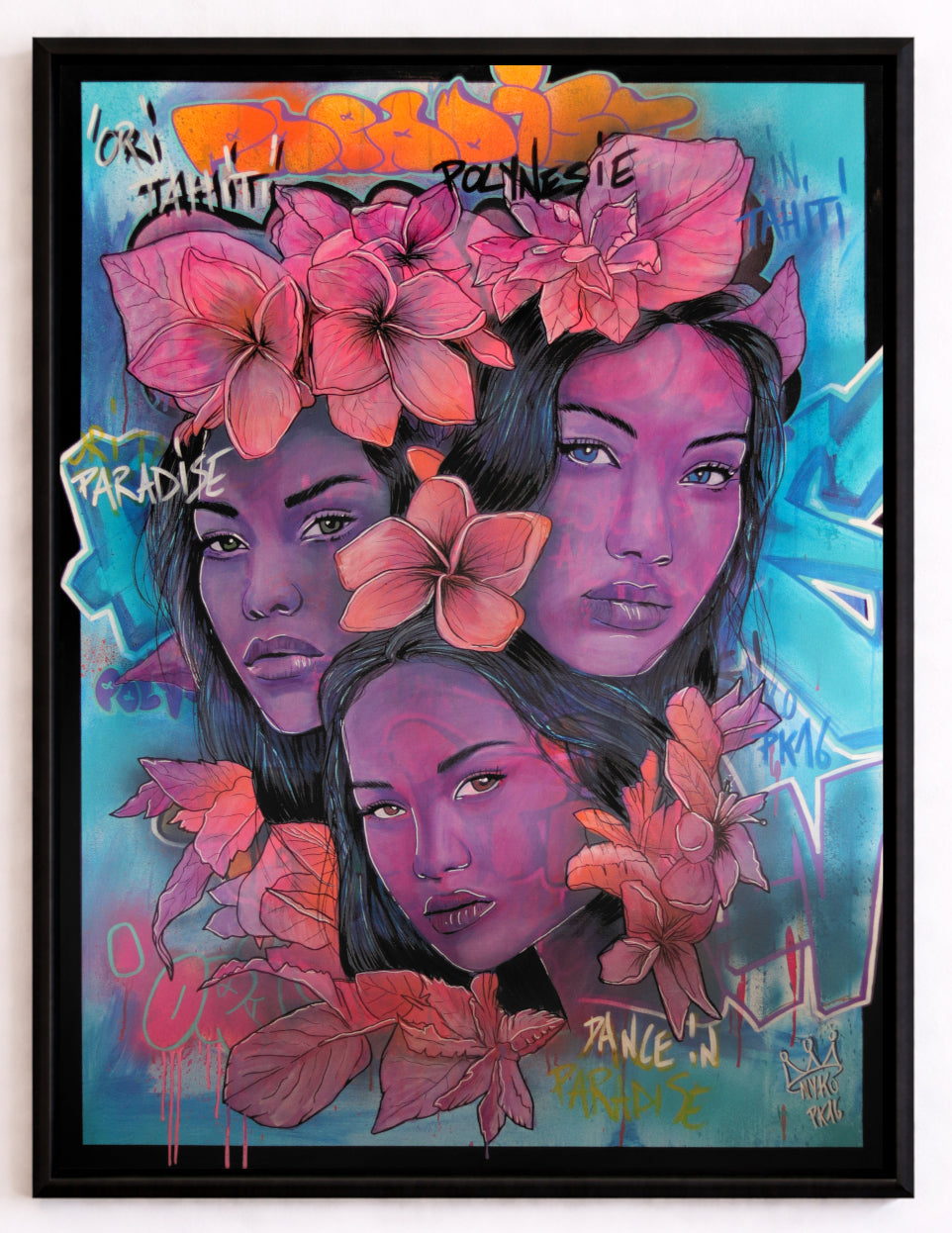ORIGINAL "PURPLE 3 VAHINES" GRAND FORMAT 131x97 cm (VENDU AVEC LE CADRE)