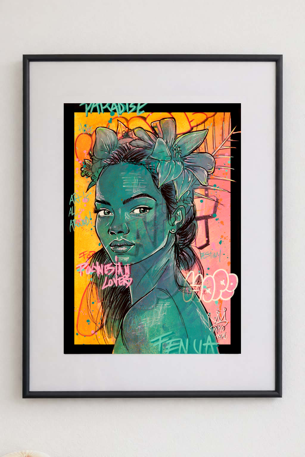 "SUNRISE TEANAVAI" - A2 (42x59.4cm) AVEC SON CADRE 50x70cm